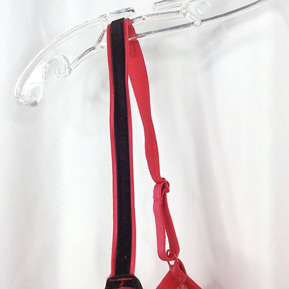 Paramour by Felina Women's Balconette Bra 34DD Red Black Ruffle Sexy Valentine's - Picture 5 of 8